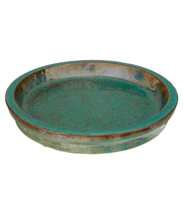 Dehner Keramik-Untersetzer, Grün Glasiert 3 Dehner Keramik-Untersetzer, Grün Glasiert