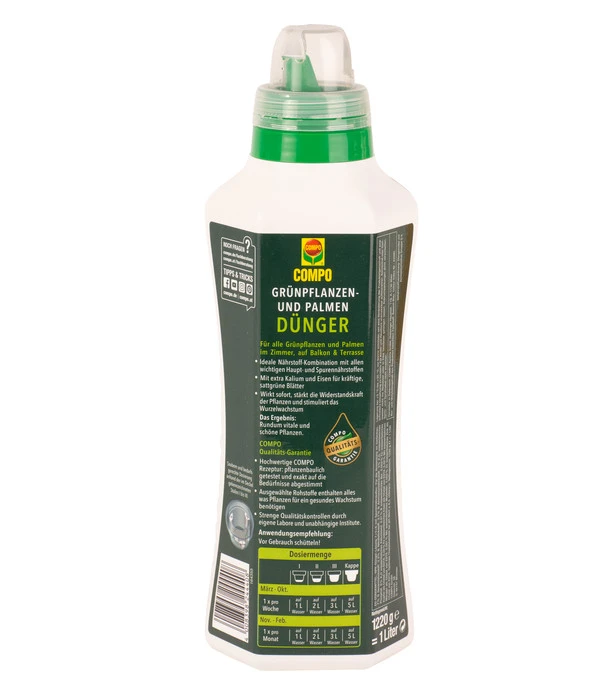 COMPO Grünpflanzen- Und Palmendünger, Flüssig, 1 L 4 COMPO Grünpflanzen- Und Palmendünger, Flüssig, 1 L – Bild 2