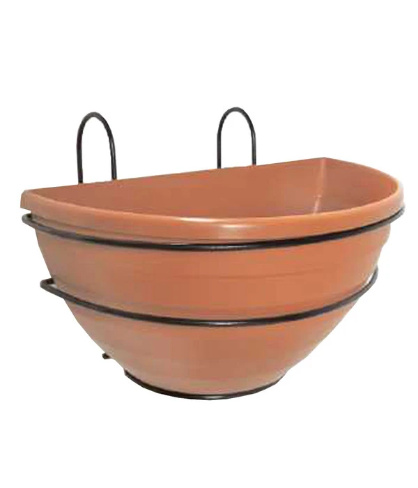 Kunststoff Blumen-Halbschale Komplettset, Terrakotta 3 Kunststoff Blumen-Halbschale Komplettset, Terrakotta