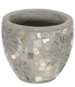 Dehner Keramik-Topf Mosaik, Grau