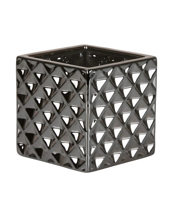 Scheurich Keramik-Übertopf Titanium, Quadratisch, Silber 3 Scheurich Keramik-Übertopf Titanium, Quadratisch, Silber