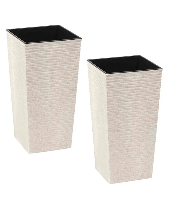 Siena Garden Kunststoff-Topf ECO Nizza, Konisch, Weiß, Ca. B25/H46,5/T25 Cm, 2er-Set 2 Siena Garden Kunststoff-Topf ECO Nizza, Konisch, Weiß, Ca. B25/H46,5/T25 Cm, 2er-Set