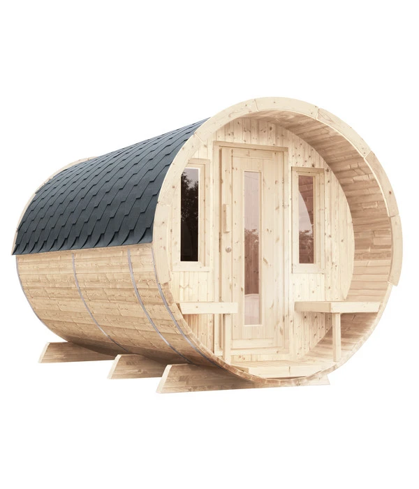 Wolff Finnhaus Saunafass 280 De Luxe Montiert, Ca. B235/H242/T280 Cm 3 Wolff Finnhaus Saunafass 280 De Luxe Montiert, Ca. B235/H242/T280 Cm