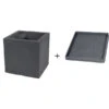 Farmet New Doppelwandiger Kunststoff-Kübel Atlantis, Quadratisch, Dunkelgrau, Inkl. Untersetzer -Biohort || Compo || Elho Verkäufe 6965065 6965164 WE FS 001 FarmetKuebelAtlantisUntersetzer